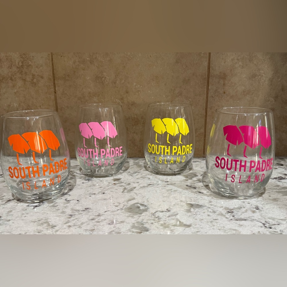 South Padre Island Stemless Wine Glasses Set
